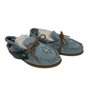 NWT Laurentian Chief Suede Beaded Blue Moccasin Women's Size 8 Boho Western